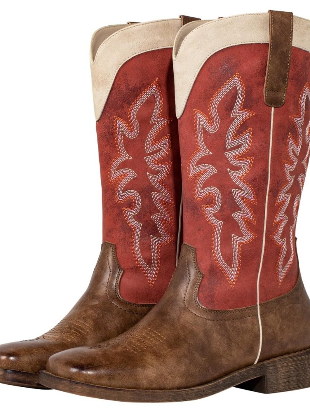 Square Toe Cowgirl Boots for Women – Wide Calf, Lightweight, Pull-On
